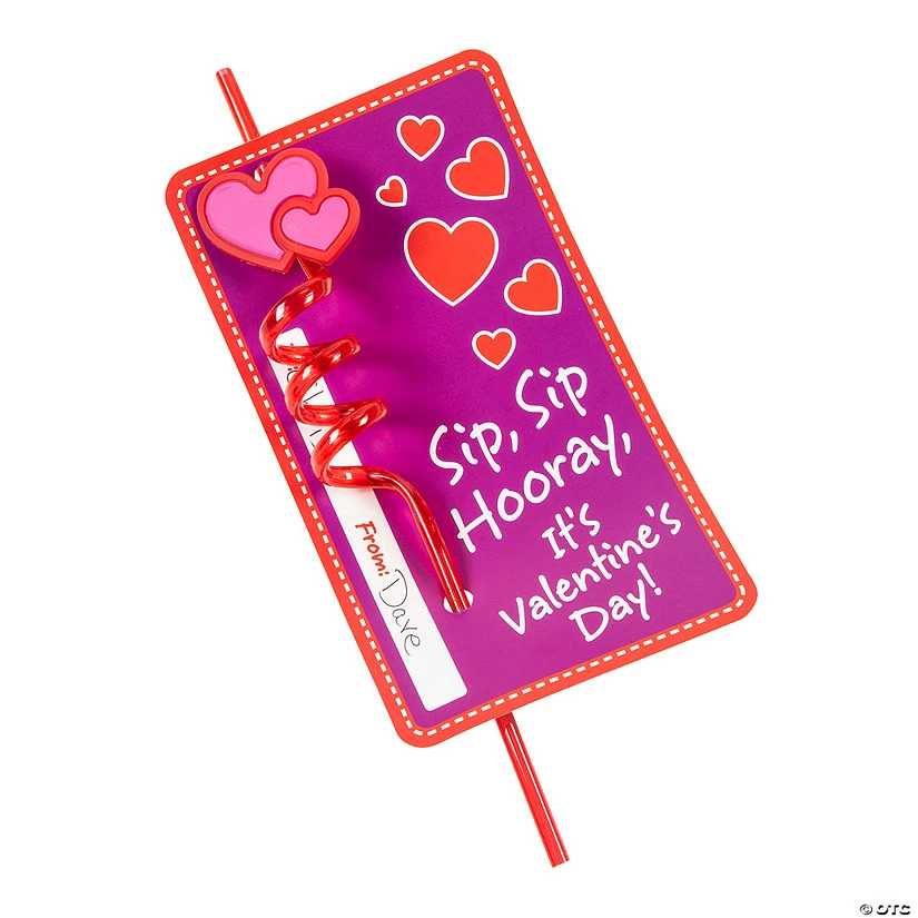 New ๐ Heart Straws with Valentine's Day Card for 12 ๐