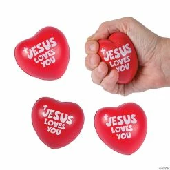 Cheapest 🎉 Jesus Loves You Heart Stress Toys - 12 Pc. 😍