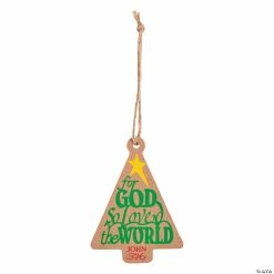 Promo 🧨 John 3:16 Wood 🎁 Christmas Tree Ornaments - 12 Pc. 🌟