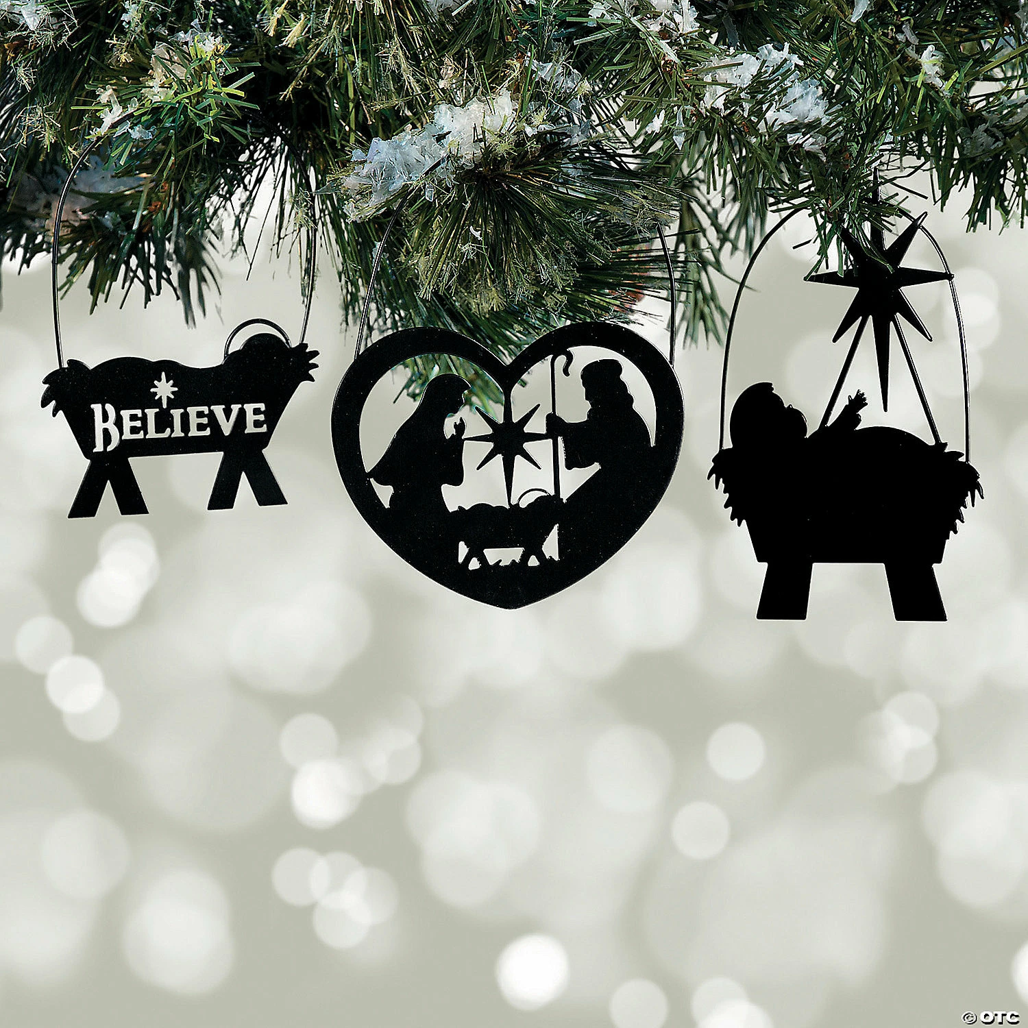 Promo ✔️ Manger Silhouette Resin 🎅 Christmas Ornaments - 12 Pc. 🌟 - Image 2