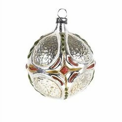Best Sale 🔔 Marolin 2011083 Vintage Mouthblown Glass Ornament Ball w Cross Symbols 🎁