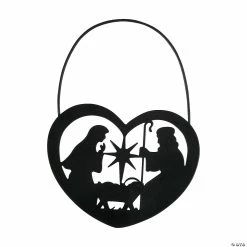 Coupon 😉 Nativity Manger Silhouette Metal 🎁 Christmas Ornaments - 12 Pc. 🥰