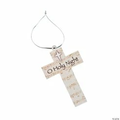 Best Pirce 🛒 O Holy Night Cross Wood 🎁 Christmas Ornaments - 12 Pc. ✔️