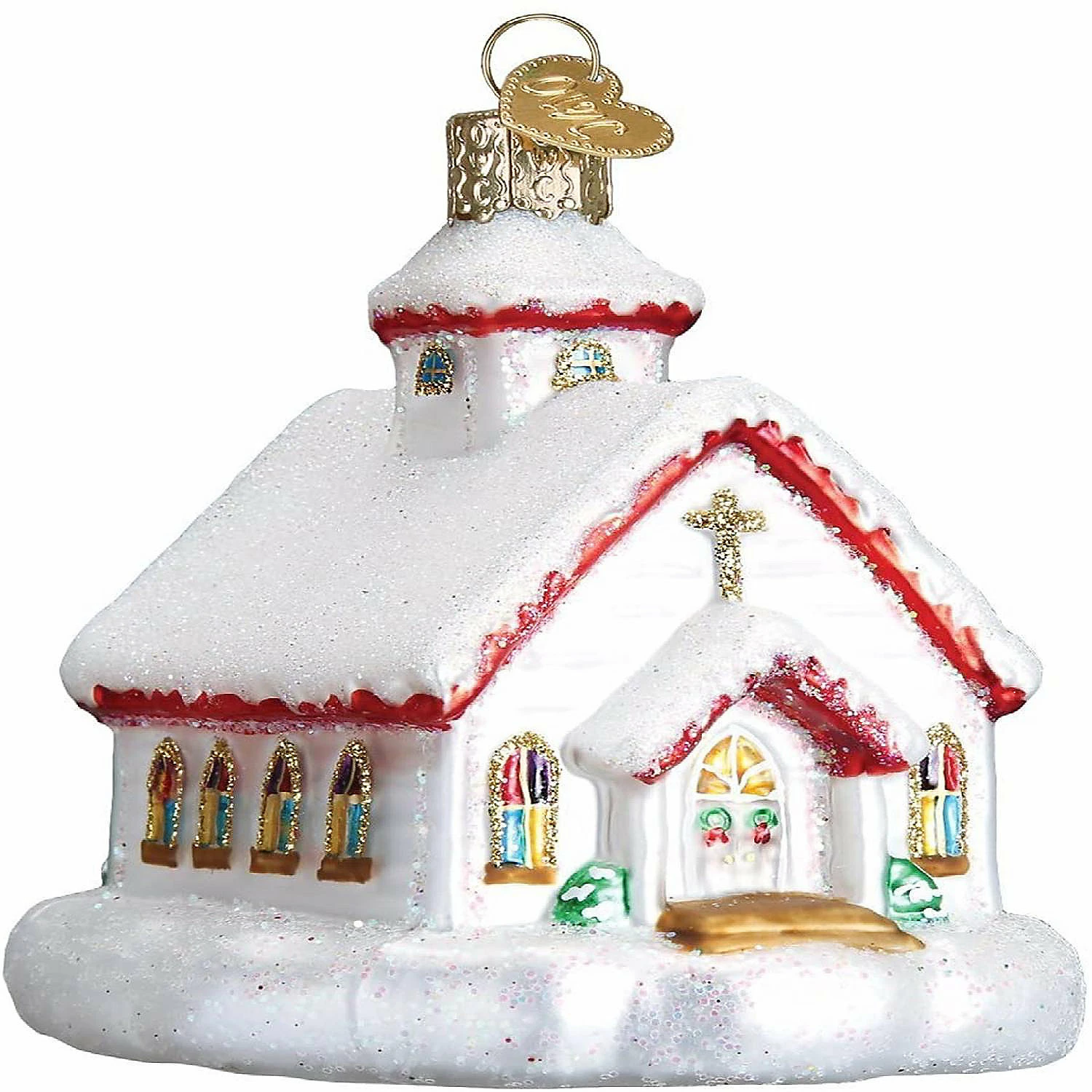 Budget ๐ Old World ๐ Christmas Glass Blown Ornament, 20095 Country Church, 3.75 inches ๐