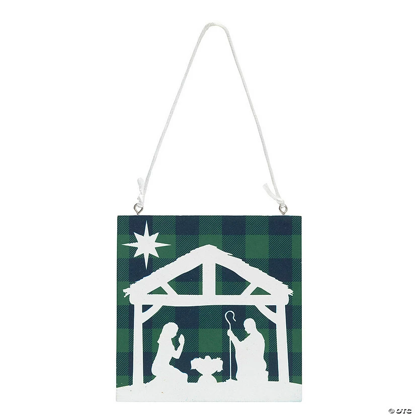 Best Pirce ๐ฏ Plaid Nativity Holy Family Silhouette Wood ๐ Christmas Ornaments - 12 Pc. โจ