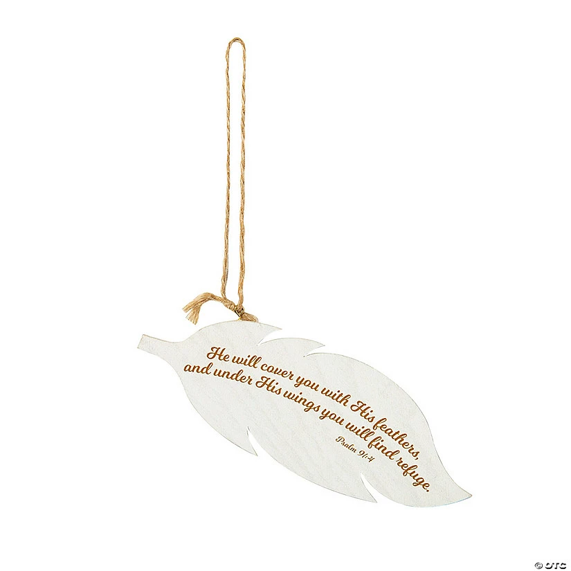Buy โ๏ธ Psalm 91:4 White Feather Wood ๐
Christmas Ornaments - 12 Pc. โ