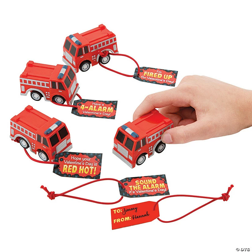 Outlet β Pull-Back Fire Truck Valentine Exchanges with Card for 12 π