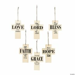 Promo π Religious π Christmas Cross Wood Ornaments - 12 Pc. β€οΈ