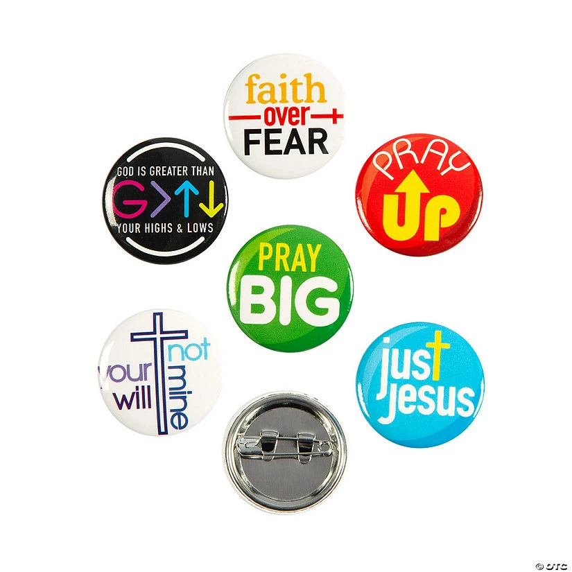 New βοΈ Religious Contemporary Sayings Mini Buttons - 48 Pc. π₯