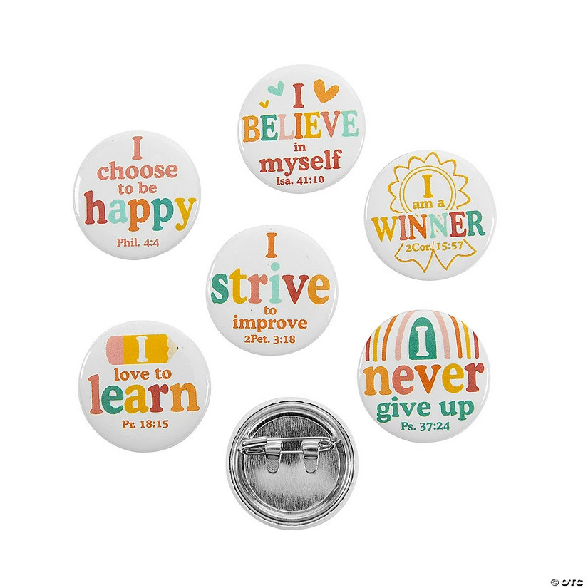 Cheapest 🥰 Religious Growth Mindset Mini Buttons - 48 Pc. 🎁