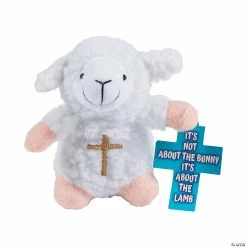 Hot Sale 🧨 Religious Stuffed Lambs with Embroidered Cross & Card - 12 Pc. 🔥