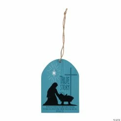 Wholesale ๐ Religious True Story Nativity Silhouette Wood ๐ Christmas Ornaments - 12 Pc. โ