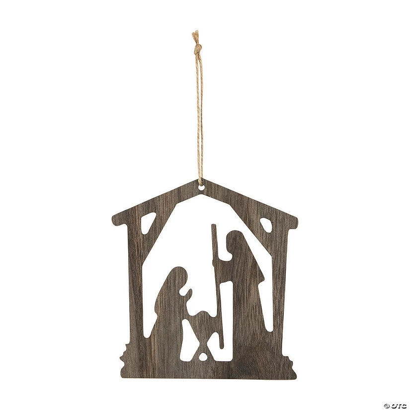 Discount โค๏ธ Rustic Holy Family Nativity Silhouette Wood ๐ Christmas Ornaments - 12 Pc. ๐