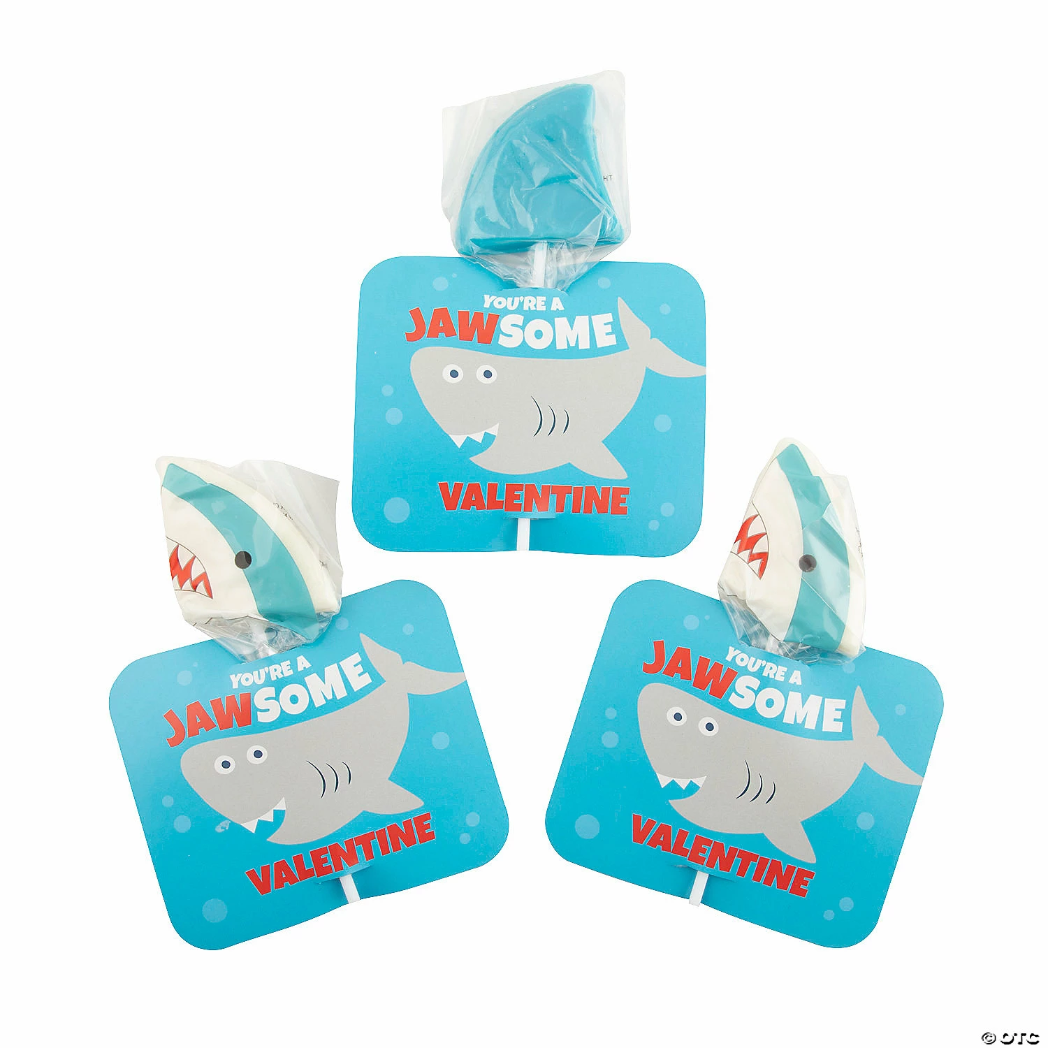 Wholesale 🧨 Shark Lollipops with Valentine’s Day Card - 12 Pc. 🎁