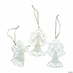 Promo 🔥 Silhouette Angel Metal 🔔 Christmas Ornaments - 12 Pc. ⭐