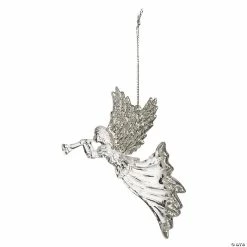Flash Sale 😉 Silver Glitter Trumpeting Angel Plastic ❄ Christmas Ornaments - 12 Pc. 🥰