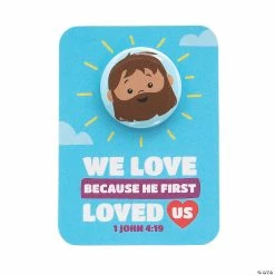 New ๐ฅฐ We Love Because He First Loved Us Mini Buttons with Card - 12 Pc. ๐ฏ